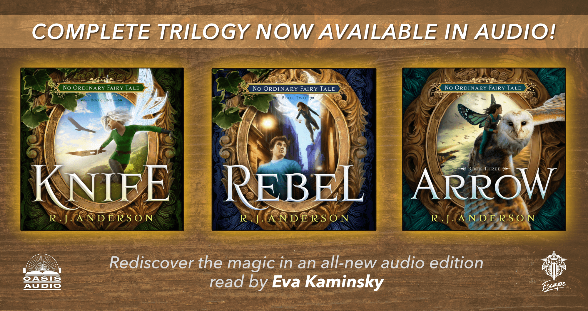 New KNIFE, REBEL and ARROW audiobooks read by Eva Kaminsky available now